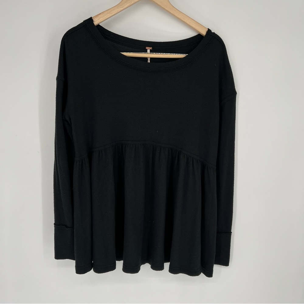 Free People Black Forever Your Girl Babydoll oversized Tee - Picture 3 of 9